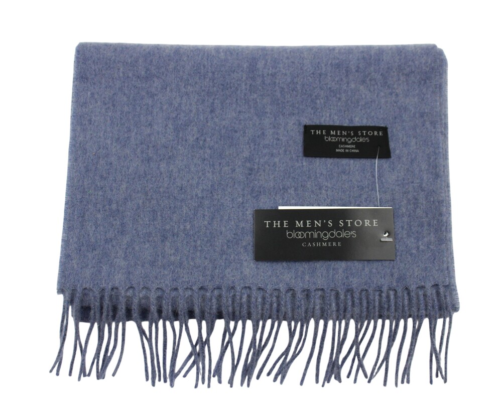 Men's Store Bloomingdale's Scarf Mens One Size Stonewash 100% Cashmere Fringe
